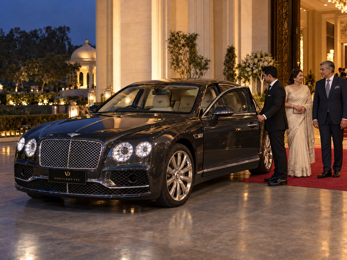 bentley gala arrival with open rear door