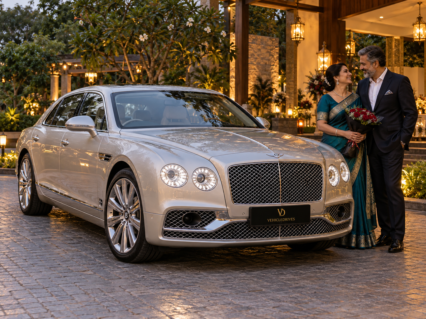 champagne bentley at an indian anniversary