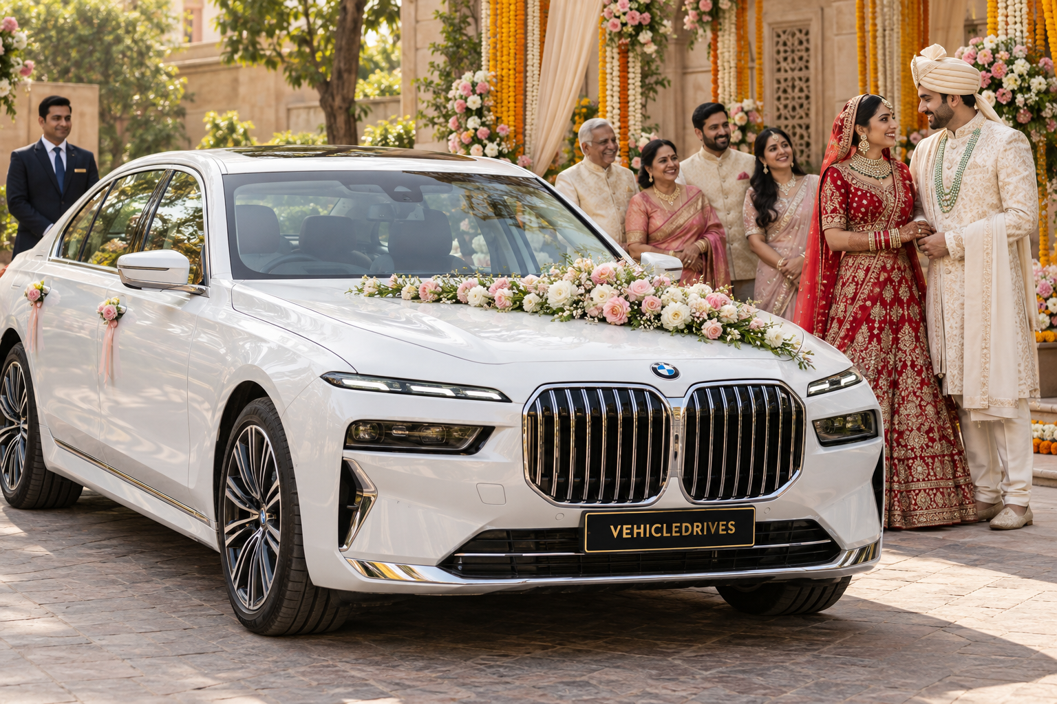 elegant bmw wedding arrival in delhi 2