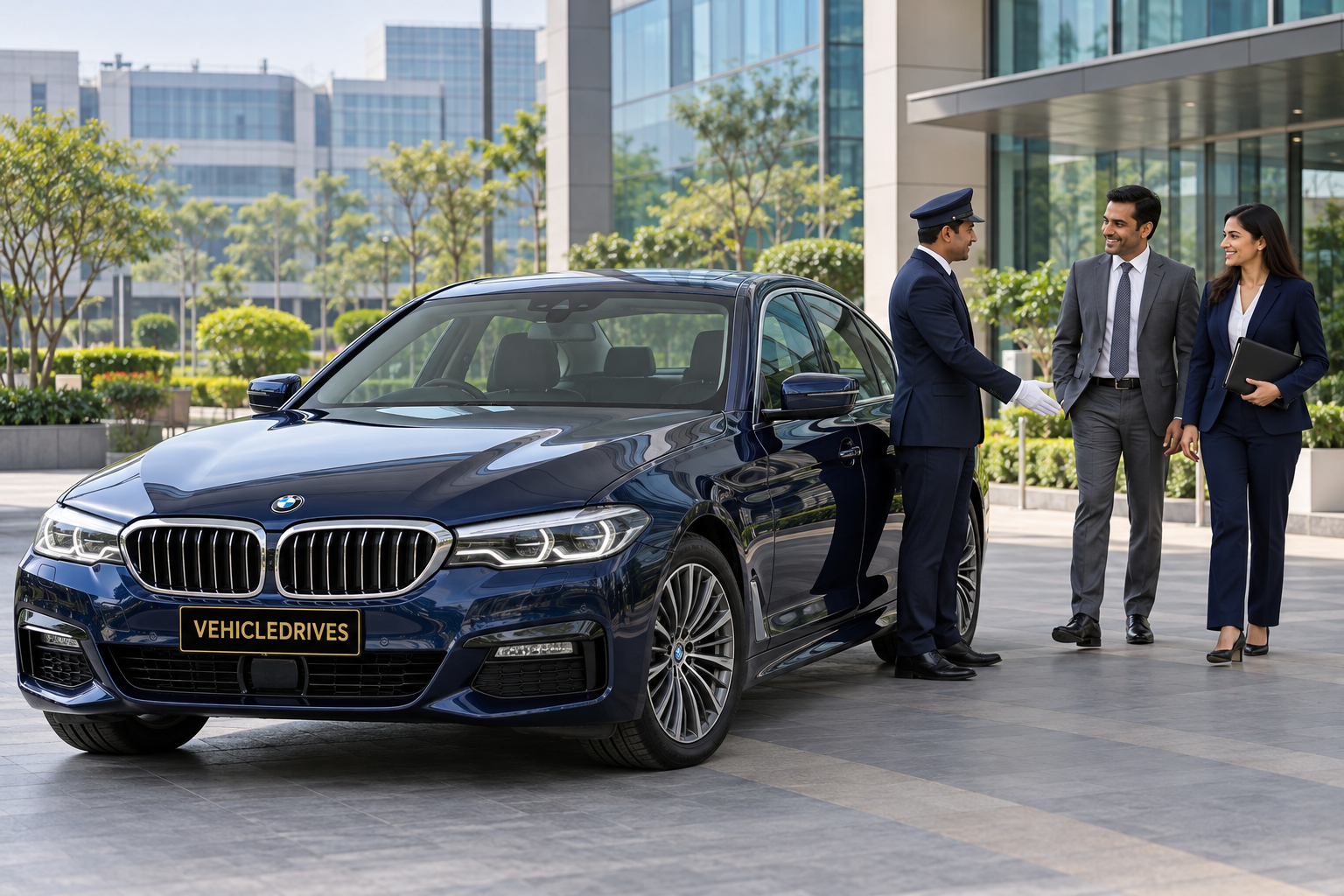 executive chauffeur greeting at corporate campus 4