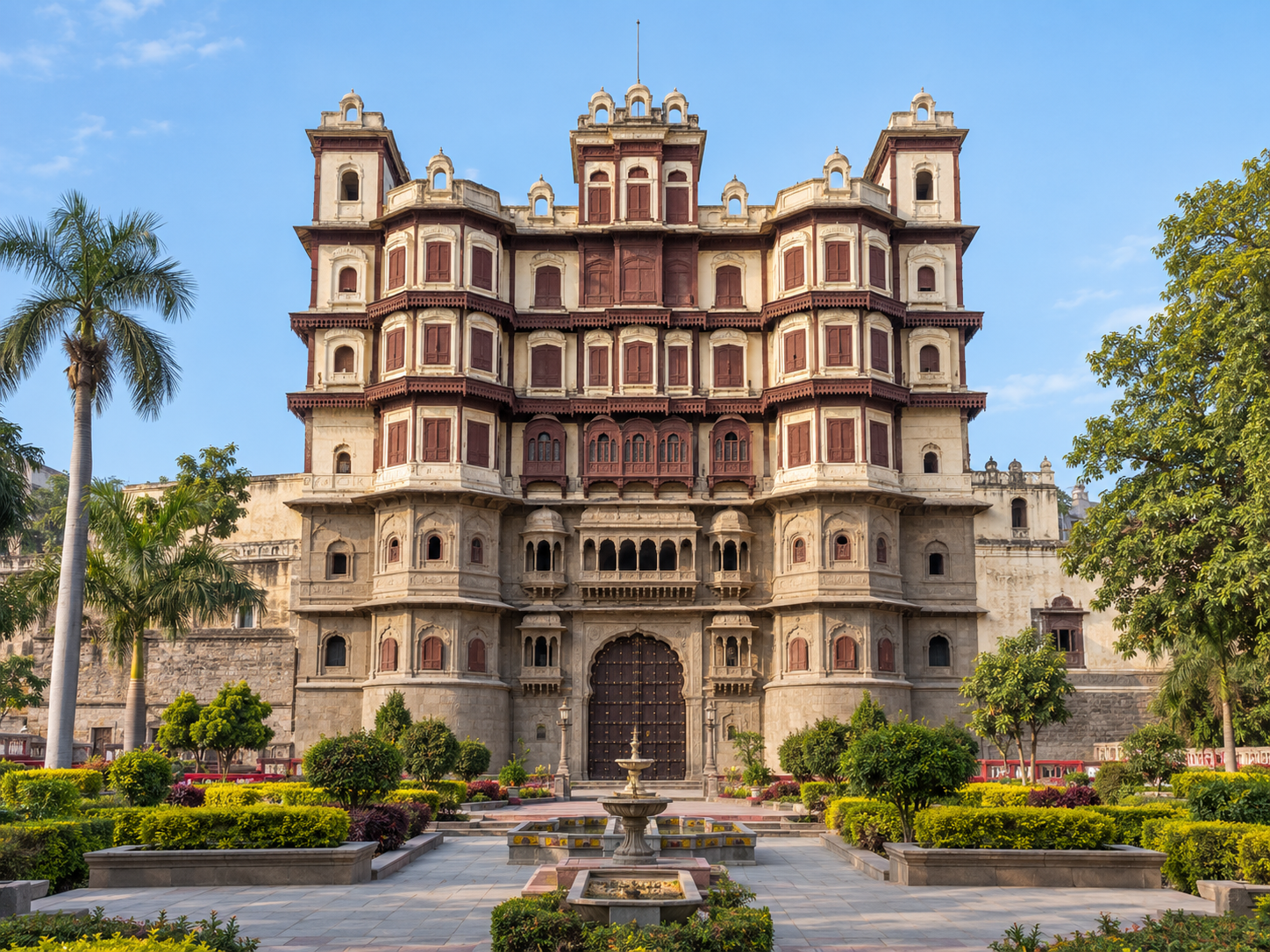 Historic Rajwada Palace and its gardens in Indore