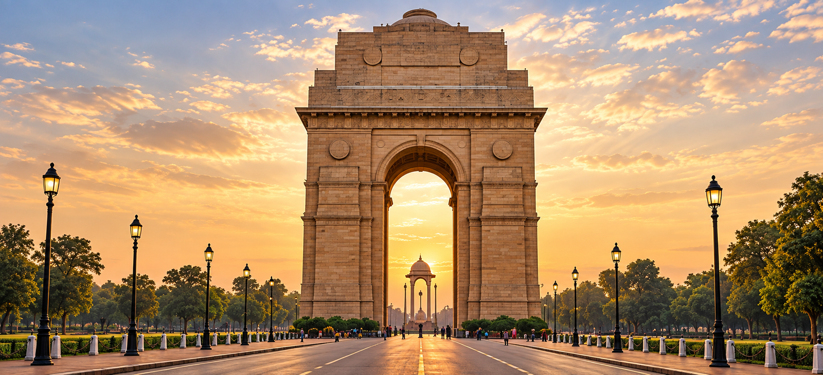 india gate at golden hour