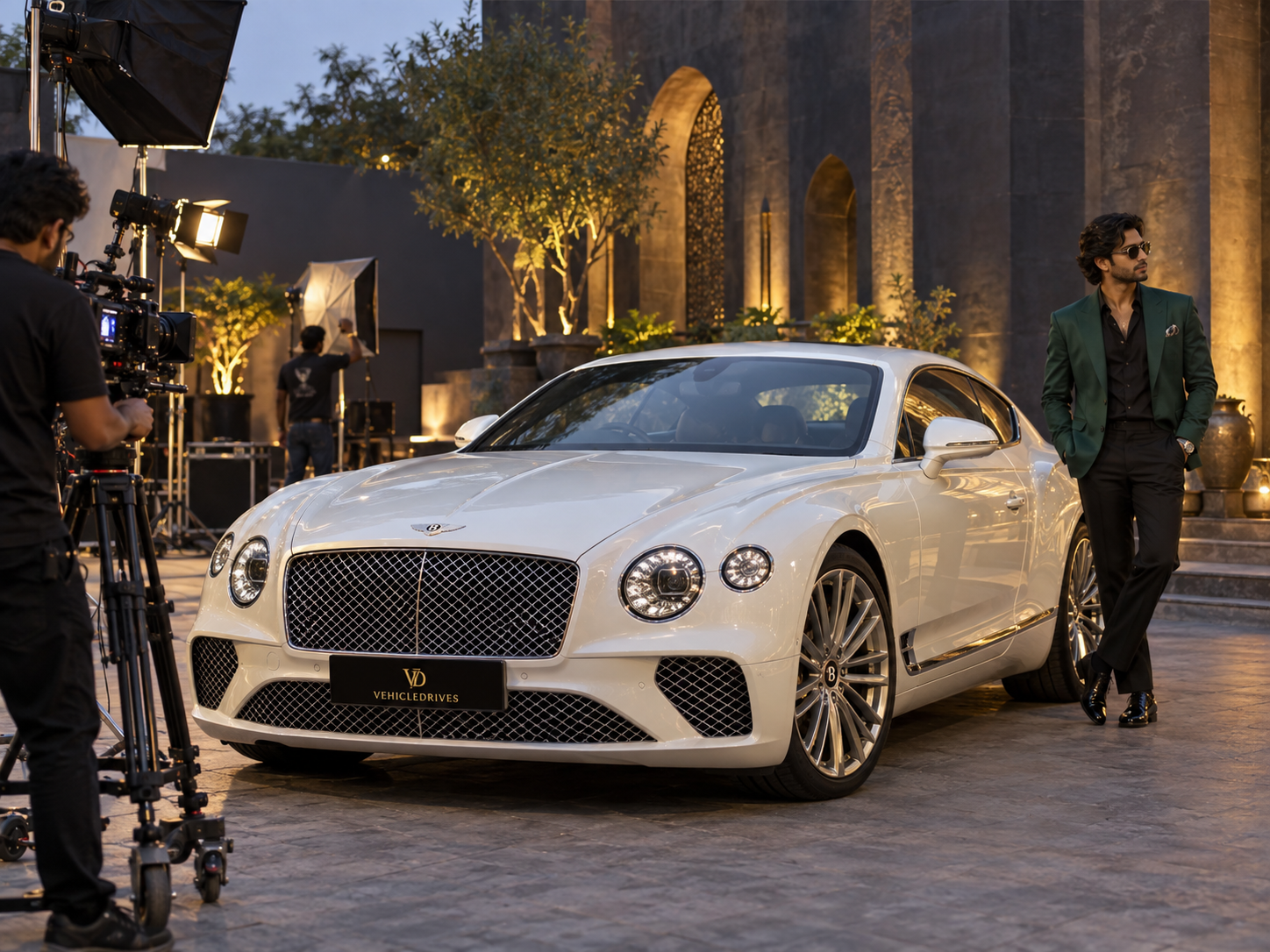pearl white bentley music shoot