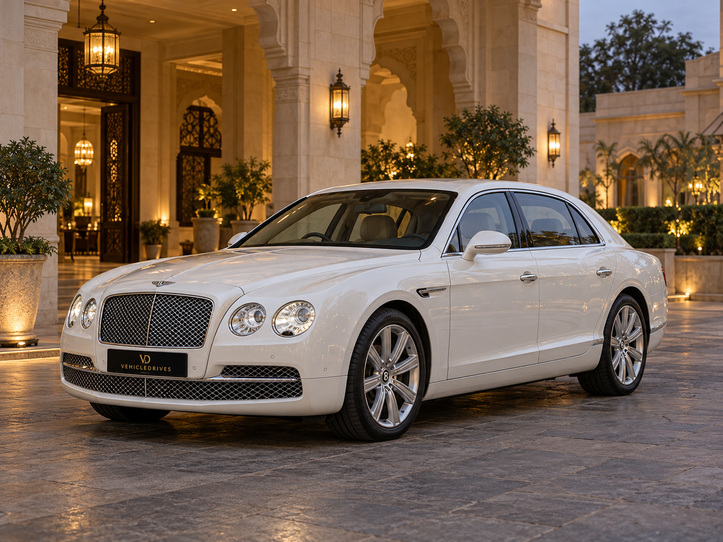 pearl white bentley at heritage hotel 1