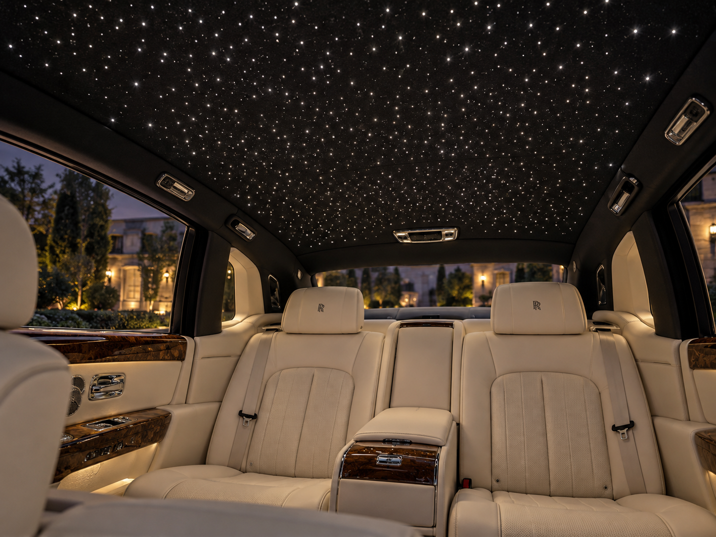 rolls royce phantom under a starlit headliner