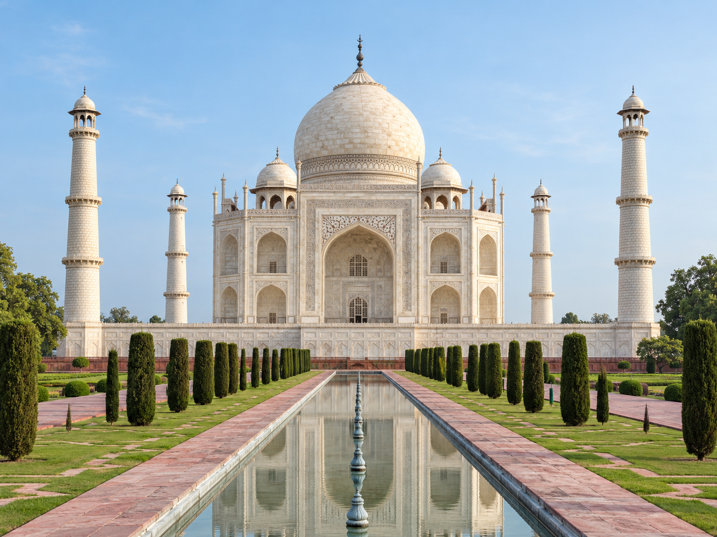 Taj Mahal and its reflecting pool in Agra