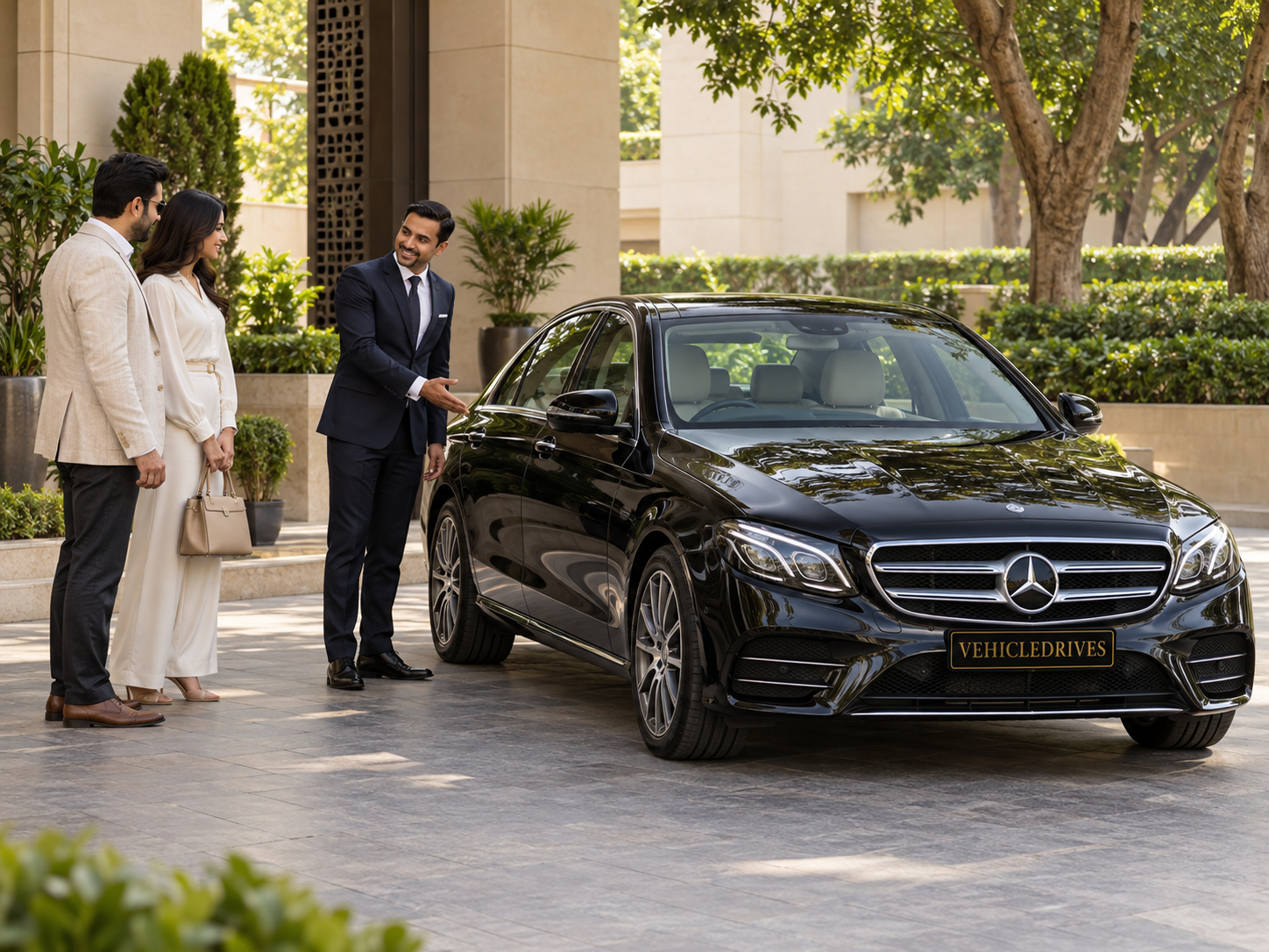 welcoming guests to their mercedes ride