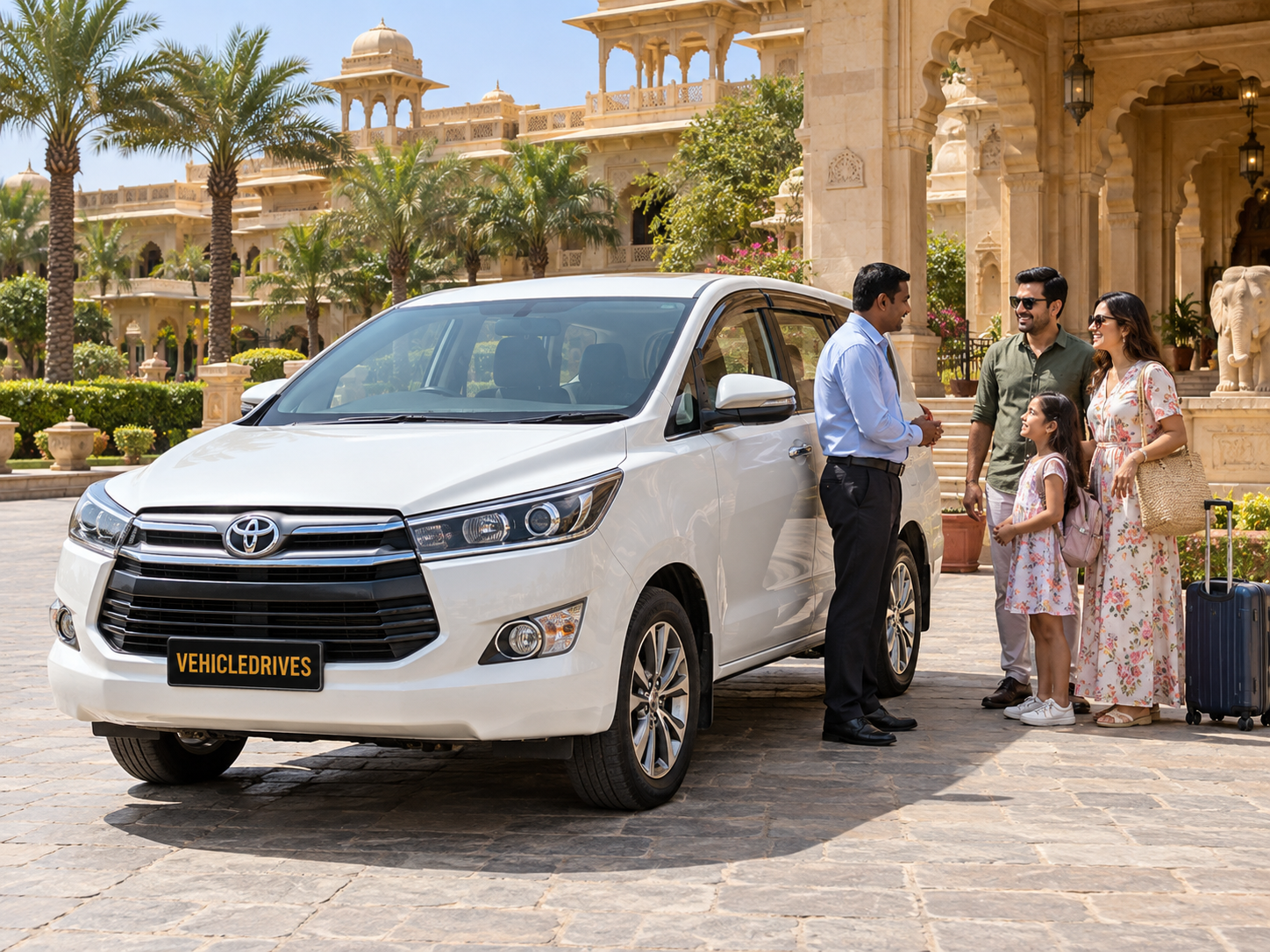 white innova at rajasthan heritage resort 1